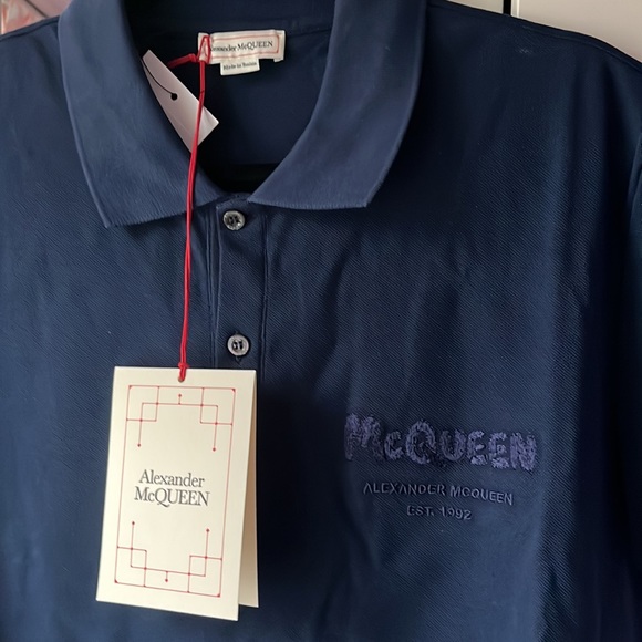 ALEXANDER MCQUEEN LOGO EMBROIDERED POLO SHIRT LARGE NEW - Picture 4 of 6